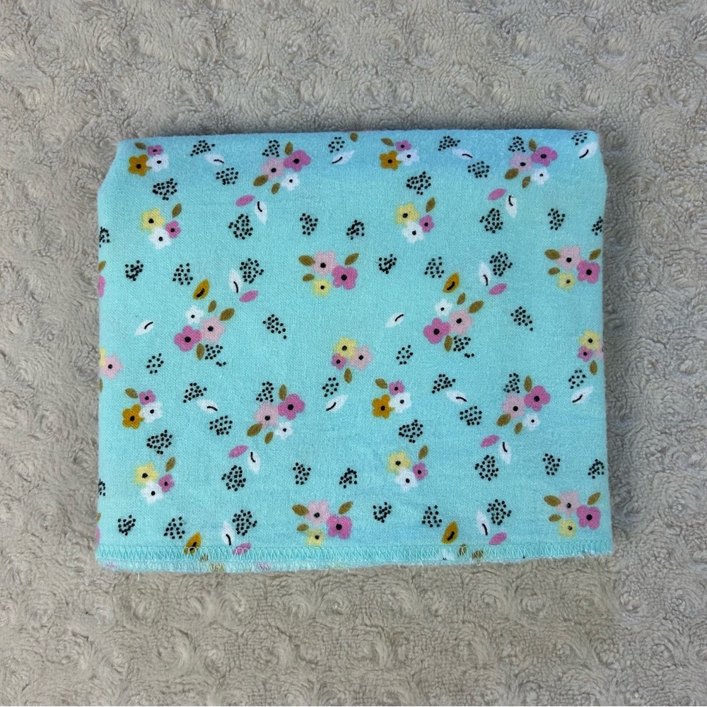 Gerber Aqua Blue Green Floral Baby Receiving Blanket Flower Pink Yellow Flannel